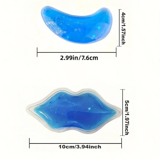 2-in-1 gel eye mask and lip cooling/heating patch. A reusable, multi-functional cooling patch suitable for face and lips.