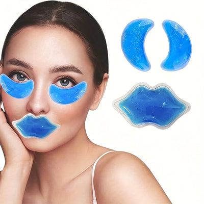 2-in-1 gel eye mask and lip cooling/heating patch. A reusable, multi-functional cooling patch suitable for face and lips.