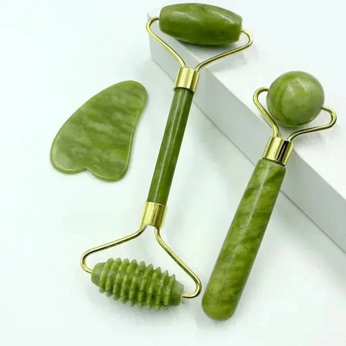 Natural jade roller massager, scraping board,foot massage roller,facial lifting and anti-wrinkle double-head scraping jade stone