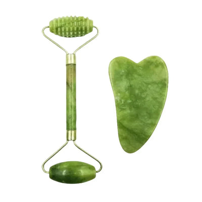 Natural jade roller massager, scraping board,foot massage roller,facial lifting and anti-wrinkle double-head scraping jade stone